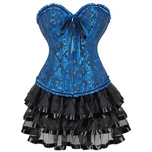 Grebrafan Broderie Corset Bustier Medieval et Jupe Tulle Punk Rock (EUR(32-34) S, Noir Bleu) - Publicité