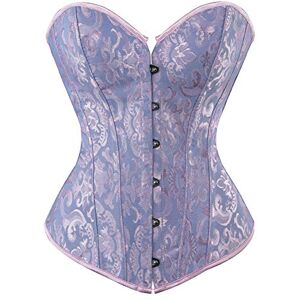 Grebrafan Broderie Bustier Corset Acier Femme Steampunk (EUR(32-34) S,Bleu) - Publicité