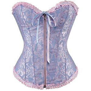 Grebrafan Corset Bustier avec Fermeture éclair et Broderie (EUR(32-34) S, Bleu) - Publicité