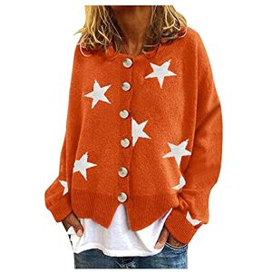 Pull chaud pour femme Cardigan imprimé marguerite Sweat-shirt à manches longues Col en V Élégant Cardigan pour femme Grande taille (03D-Orange, S) - Publicité