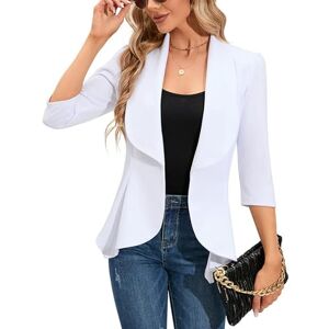 Clearlove Blazer Elegant Business Blazer Veste de printemps à manches 3/4 pour femme, Blanc., S - Publicité