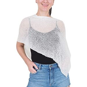 Mimosa Femme Poncho Petit en Dentelle Extensible Resille Crochet Chauve-Souris Aile (Taille Unique, Ivory) - Publicité