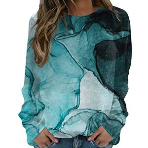 uxxnjfg Femme Sweat-Shirt Mode Graphique Col Rond Sweatshirts Mode Manches Longues Manteau Baggy Stylé Adulte Automne Pas Cher Hoodies Hiver Chaud Halloween Vetement Femme Christmas Cadeau Noel Cyan L - Publicité