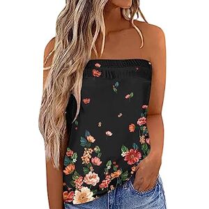 Routefuture Femmes Bustier Bandeau Tops Sexy Chic Débardeurs Femme D'été Lâche sans Manche Tops Chemise Décontractée Tee Shirt Pas Cher,1-Noir,S - Publicité