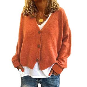 Onsoyours Femmes Gilet Cardigan Veste en Tricot Chaud Hiver Pull Tricoté Casual Grosse Maille Pull Outwear Blouson Chandail Sweater Outwear Mode B Orange L - Publicité