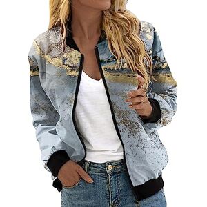 Susenstone Veste Femme Motard Blouson Léger Bomber Blouson Outwear Zippé Couleur unie Imprimé Floral Court Jacket Court Zippé Jacket Slim Fit Avec Poches Automne Hiver Outwear Manteau De Moto Jacket - Publicité