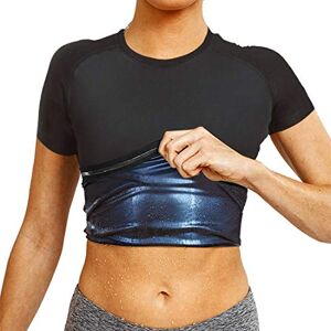 wenyujh Vêtements de Sudation Homme Femme Sauna T-Shirt de Sport Manche Courte Amincissante Ventre Plat Shapewear Gilet de Minceur Top de Fitness D'entraînement Minceur(L,Damen-Schwarz) - Publicité