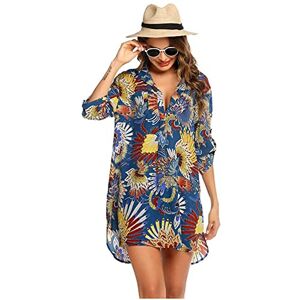 uxxnjfg Tunique Femme Fluide Baggy Plage Blouse Fleurie Demi-Manche Chemise Femme Chic et Élégant D'été Blouse Femme Pas Cher Marque Mode Baggy Fitness Vetement Femme Cadeau pour Femme Bleu Royal XXL - Publicité