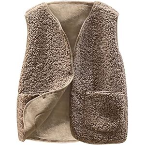 ESSUE Gilet en Molleton Polaire Doux sans Manche Coupe Classique Femme Grandes Taille Filles Couleur Unie Blouson Mode Bouton Matelassée sans Manches Veste avec Poches - Publicité