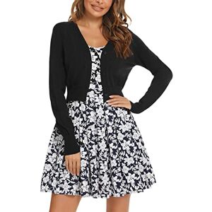 Yukiuiny Boléro Femme Tricot Gilet Court Veste Cardigan Bouton Manches Longues pour Robe T Shirt Bretelle Soirée Fête Décontracté Chic Elégante Noir XXXL - Publicité