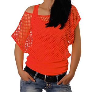 Crazy Age Haut de fête d'été pour femme Haut en maille Tendance actuelle Couleurs fluo, Orange fluo (L/XL), S-M - Publicité