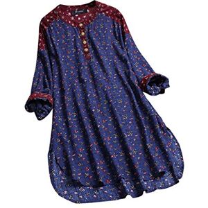 VJGOAL Femmes Coton Lin Tops Automne Vintage O-Cou à Manches Longues Blouse Casual Imprimer Coton Lin Tops LâChe Chemise - Publicité