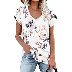 PLOKNRD Tee Shirt Homme pour Femmes Casual Summer Tops Tuniques à Manches Courtes (Blanc Fleuri,M) - Publicité