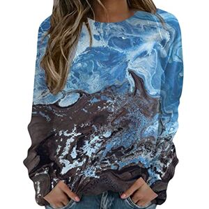 uxxnjfg Femme Sweat-Shirt Mode Graphique Col Rond Veste Baggy Manches Longues Manteau Oversize Sport Adulte Automne Pas Cher Blousons Hiver Chaud Vetement Femme Christmas Cadeau pour Femme Bleu 3XL - Publicité