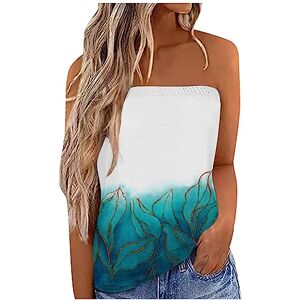 Routefuture Femmes Bustier Bandeau Tops Grande Taille Tops Sexy Été Tunique sans Manches sans Bretelles Vest T-Shirt Floral Debardeur Ample Boho Style Gilet de Plage,3-Bleu Ciel,M - Publicité