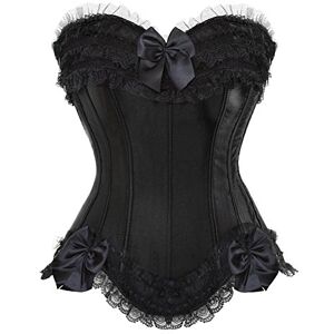 Grebrafan Satin Bustier Corset Mariage Femme Sexy Grande Taille (EU(32-34) S, Noir) - Publicité