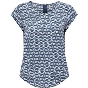 Only Onlvic S/S AOP Top Noos Ptm T-Shirt, Dark Denim/AOP:Small Ikat, 42 Femme - Publicité