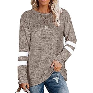 Coloody Femme T-Shirt à Manches Longues Sweatshirt Haut de Mode Décontracté Pull Col Rond Blouses Tuniques Tops(Kaki,L) - Publicité