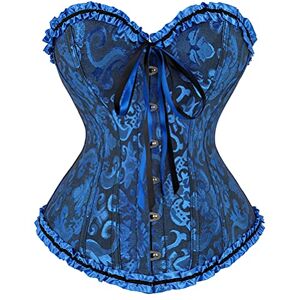 Grebrafan Corset Broderie Mariage Bustier Top Classique Grande Taille (EUR(42-44) 3XL, Bleu Noir) - Publicité