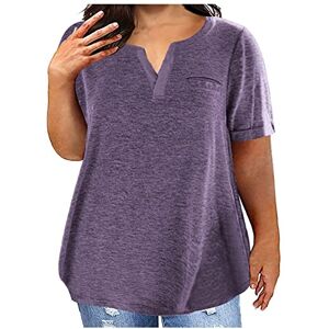 ZEZKT 2024 Tee Shirt Femme Grande Taille à Col en V Vintage T-Shirts à Manches Courtes Été T Shirt Oversize Coton Hauts Tops de Plage Casual Loose Tee Shirt Tunic Chemise Eté Lâche Respirant Chemise - Publicité