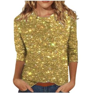 Susenstone Chemisier Femme Élégant Paillettes T Shirt Casual à Manches 3/4 Haut Lâche Tops Blouse à Paillettes Slim Chic Blouses décontracté Retro Tunique Blouses Soirée Party Club - Publicité