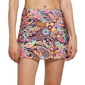 Westkun 39 cm Mini Jupe Short Femme de Tennis Jupe Golf avec Poches Courtes Athlétique Skort Extensible Jupe-Short pour Entraînement Course à Pied Jupes de Sport avec Dos Plissé Color Paisley S - Publicité