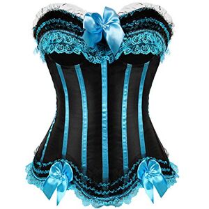 Grebrafan Corset Rayé Bustier Push up Femme à Rayures Zip (EUR(44-46) 4XL, Turquoise) - Publicité