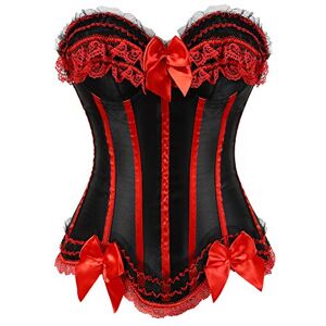 Grebrafan Corset Rayé Bustier Push up Femme à Rayures Zip (EU(40-42) 2XL, Rouge) - Publicité