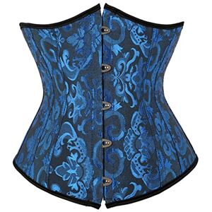 Hengzhifeng Corset Classique Serre Taille Jacquard Femme Bustier Grande Taille Gothique (EU 32-34,Noir Bleu) - Publicité