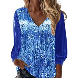 Generic Tunique Noël Femme Élégant Paillettes Chemises Casual Manche Longue T-Shirt Lâche Tops Blouse à Paillettes Slim Blouses décontracté Retro Tunique - Publicité