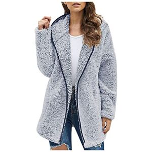 Générique Bomber Jacket, Women's Fashion Fall Winter Thick Plush Long Sleeve Pocket Jacket Top Veste Polaire Femme Blouson Veste Doudoune Hiver Longue Veste Jean Kaki Veste En Jean Grande (XXL, Bleu) - Publicité