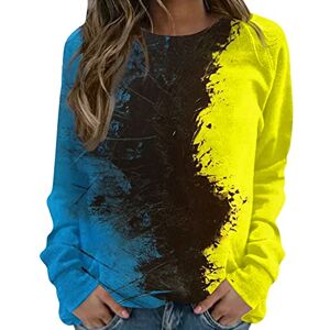 uxxnjfg Femme Sweat-Shirt Mode Graphique Col Rond Sweat Oversize Manches Longues Sweatshirts Sport Mode Adulte Automne Pas Cher Manteau Hiver Chaud Noel Vêtements Femme Halloween Cadeau Noel Jaune M - Publicité