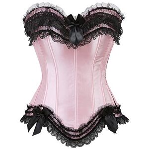 Grebrafan Satin Bustier Corset Mariage Femme Sexy Grande Taille(EU(48-50) 6XL,Rose) - Publicité