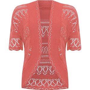 WearAll Boléro Cardigan Ouvert Tricoté Crochet à Manches Courtes Hauts Femme Corail 46-48 - Publicité