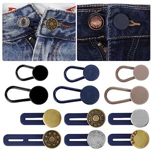 Abeillo 12PCS Boutons d'extension pour Jeans, Boutons d'extension de taille de pantalon, Boutons d'extension de taille et de col de Jeans pour femmes et hommes, Boutons d'extension sans couture, 3-5CM - Publicité