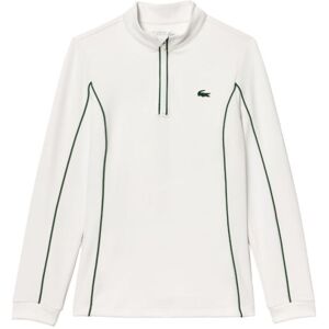 Sweat de tennis pour femmes Lacoste Slim Fit Quarter-Zip Sweatshirt - white/green blanc XS female - Publicité