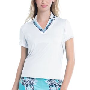 T-shirt pour femmes Lucky in Love Cool Urbana Geo Mod Notch Short Sleeve - white blanc XL female - Publicité