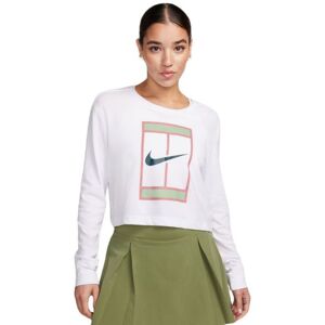 T-Shirt pour femmes (manches longues) Nike Dri-Fit Slam Long Sleeve T-Shirt - white/deep jungle blanc XL female - Publicité