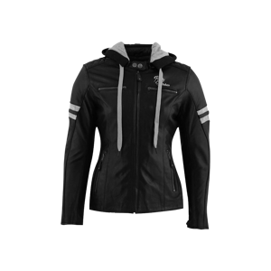 Blouson Moto Femme Rusty Stitches Super Joyce Hooded Noir-Blanc -