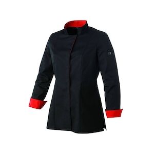 Robur Veste Cuisine manches longues femme UNA noir rouge T.M RoburM