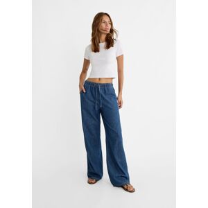 Stradivarius Pantalon large fluide en jean  Denim bleu foncé moyen M