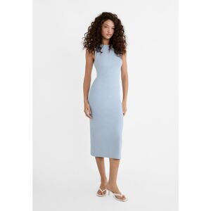 Stradivarius Robe midi en maille côtelée  Bleu ciel M