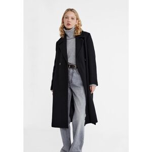 Stradivarius Manteau en laine mélangée ceinture  Noir M