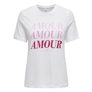 Tee shirt blanc imprimé Amour Femme ONLY - Publicité