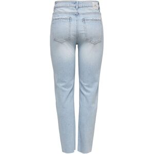 Women's Only Emily High Waist Straight Raw Jeans in Blue Light Blue 28R - Publicité