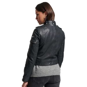 Superdry Vintage Leather Moto Racer Jacket Noir XS Femme Noir XS female - Publicité