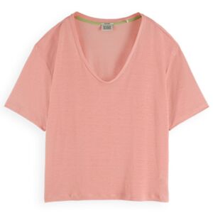 Soft Short Sleeve V Neck T-shirt Rose XS Femme Rose XS female