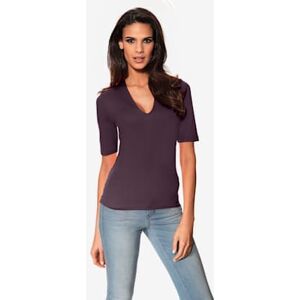 T-shirt en v manches mi-longues et encolure en v féminine - Ashley Brooke - prune PRUNE 40