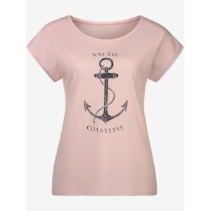 T-shirt manches à bords francs avec ourlet à revers - Beachtime - rose, marine ROSE, MARINE 34/36 - Publicité