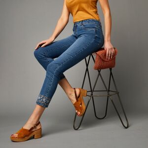 Blancheporte Jean 7/8eme Fusele Brode Bas De Jambes - Femme Bleu 46